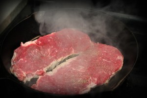 Get the cast iron pan HOT!