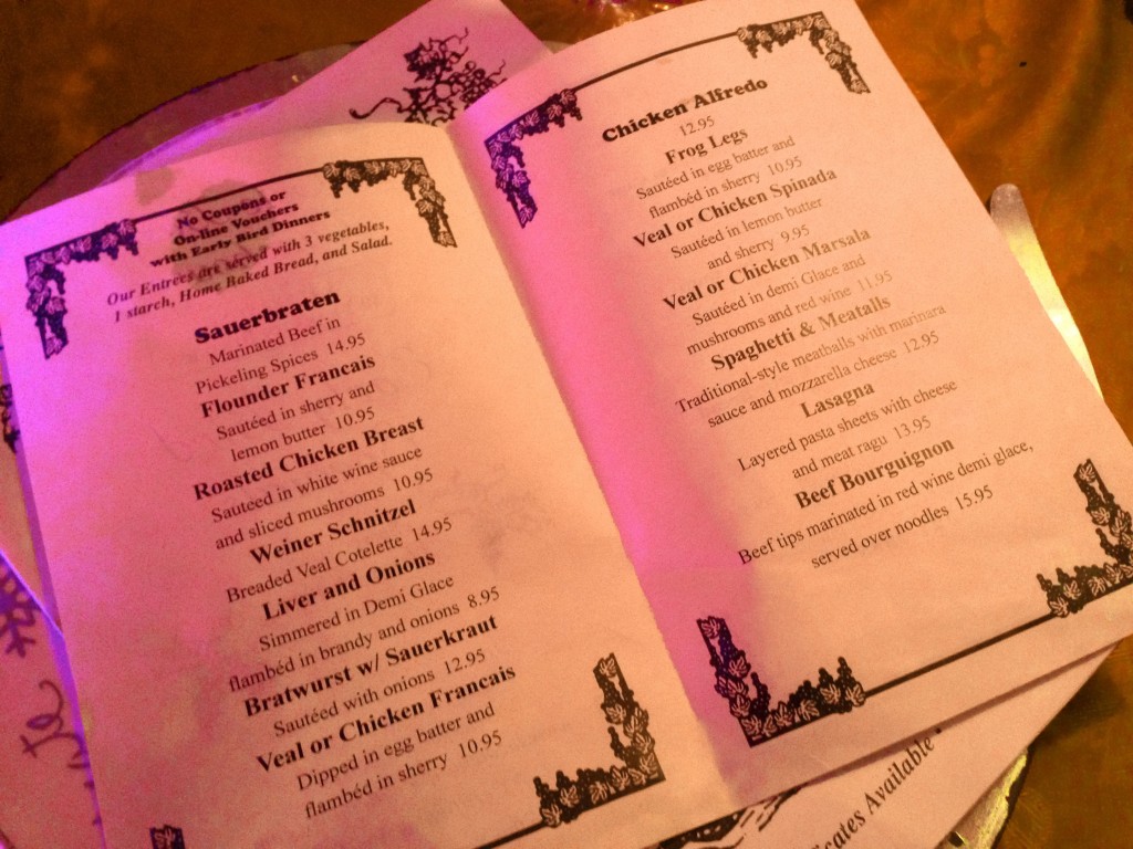 The La Cote Basque Menu