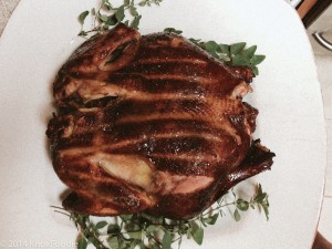 Succulent brined, smoked chicken