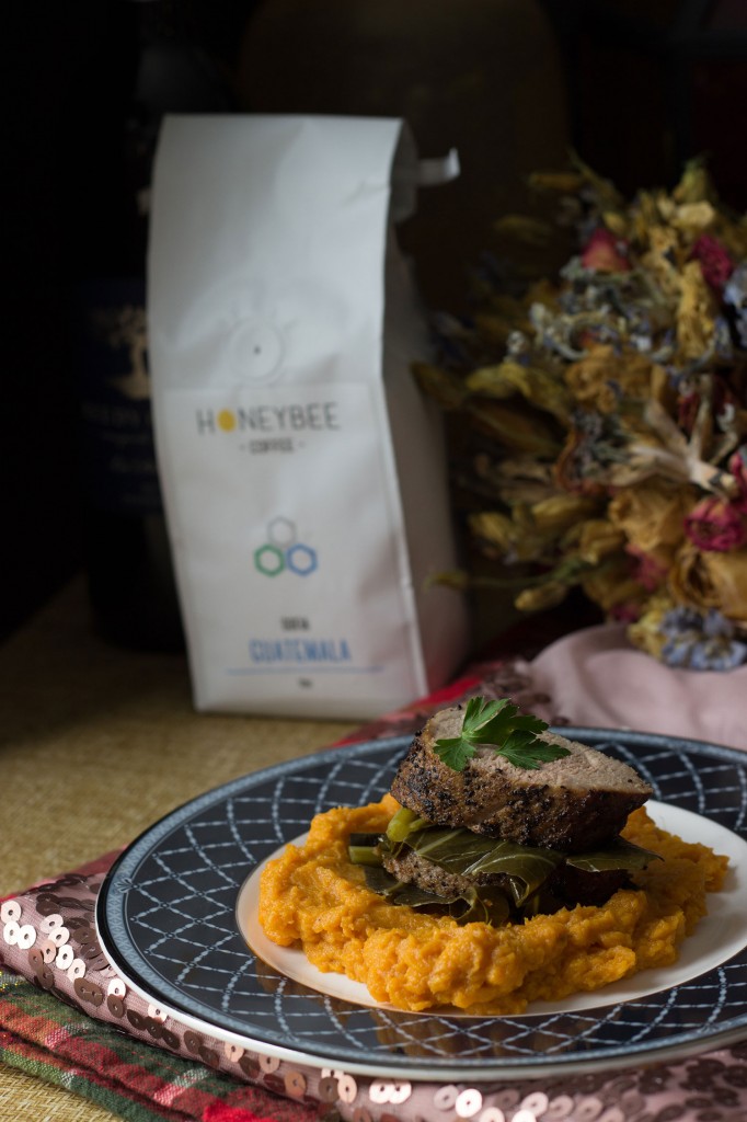 Braised Collards Greens and Sweet Potato Puree