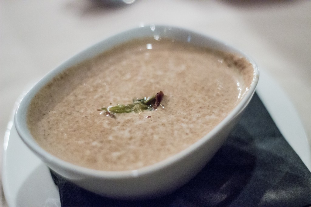 Chanterelle Soup, Semmelknodel (Rye Dumpling)