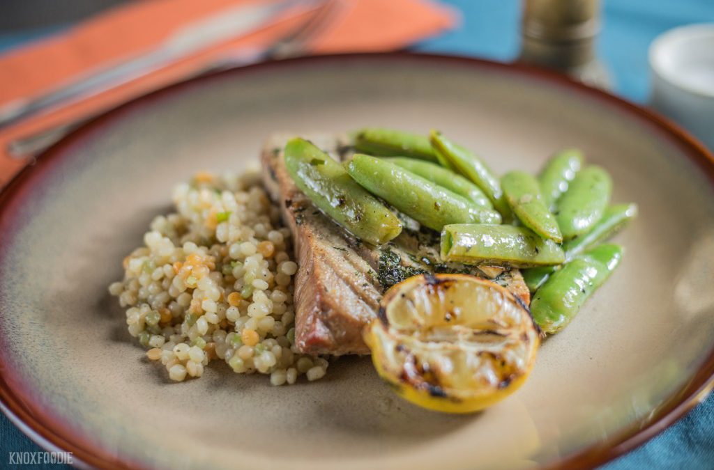 Yellowfin Tuna and Snap Peas with Couscous
