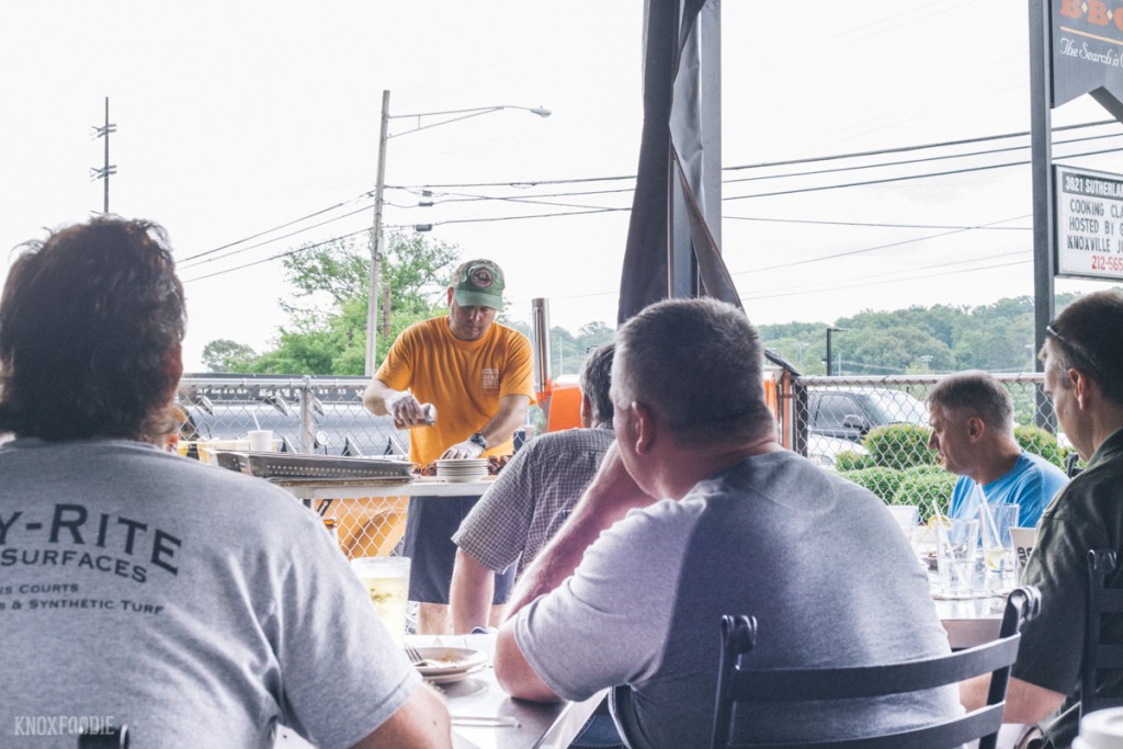 Cooking Class: George applying dry rub - Dead End BBQ