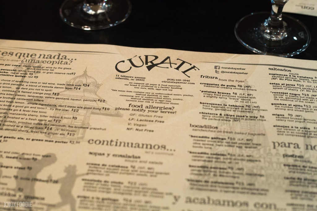 Curate Tapas Restaurante Asheville Menu