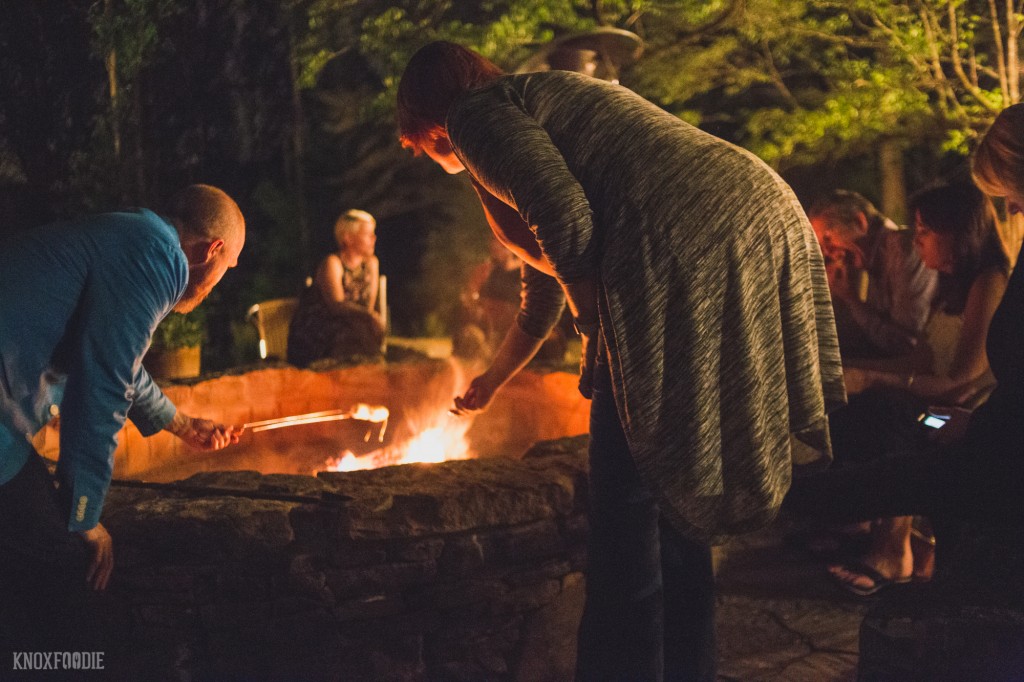 Fire pit and s'mores at Dancing Bear Lodge, Townsend, TN