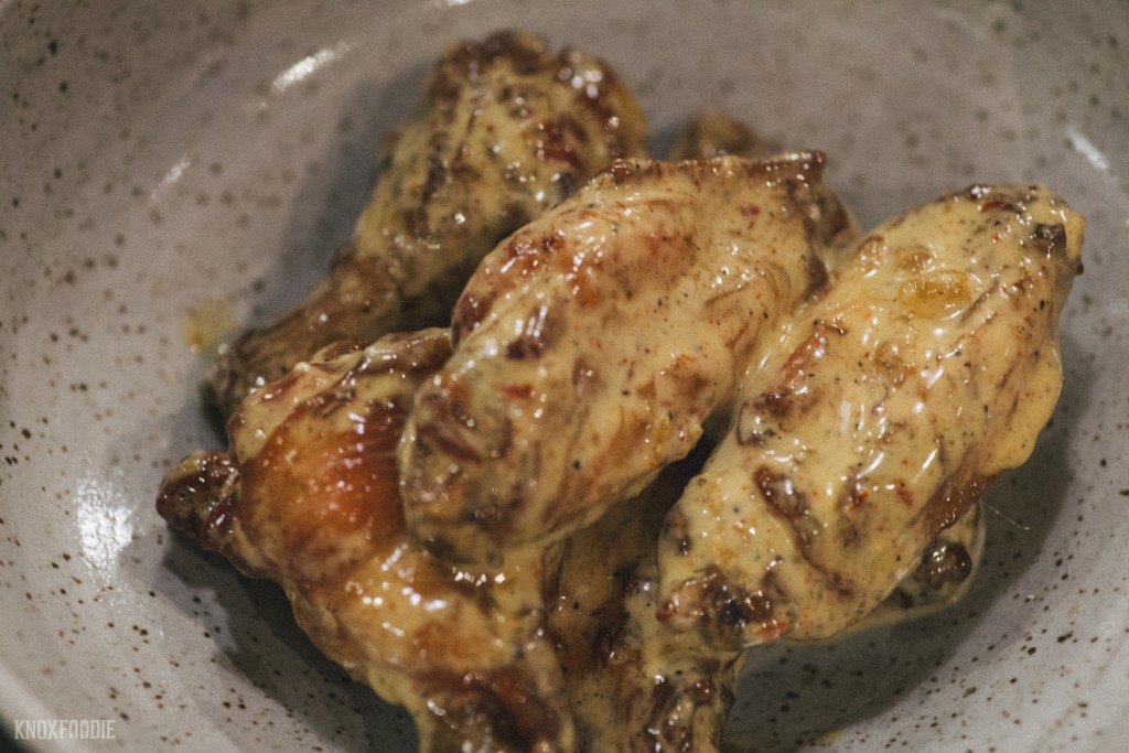 Crispy Smoked Wings with Alabama White Sauce at J.C. Holdway