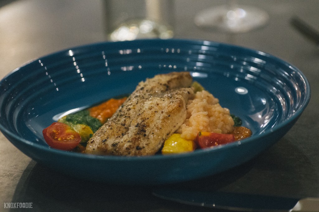 Catfish with Carolina gold rice, tomatoes and squash at J.C. Holdway