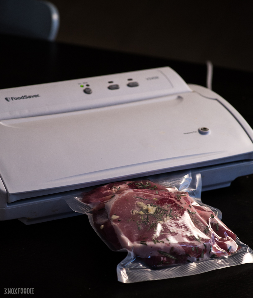 whole30 Anova sous vide pork chops with brussels sprouts and mashed potatoes